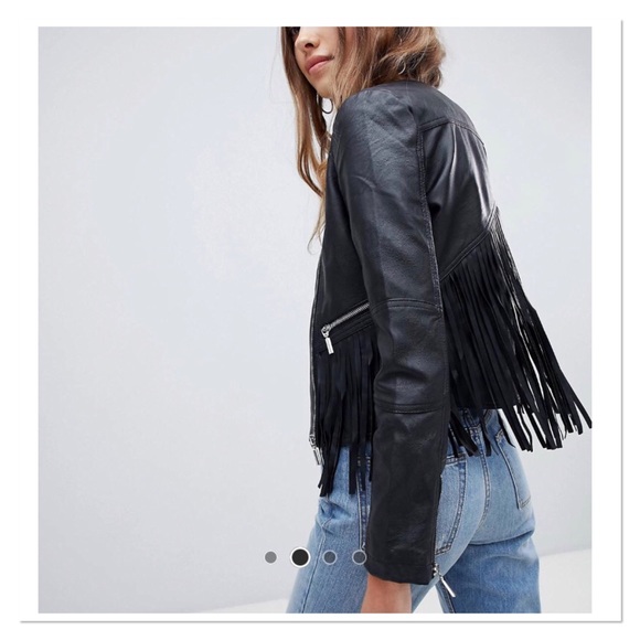 Brave Soul Jackets & Blazers - New Brave Soul Black Faux Leather Festival Jacket with Fringe Detail